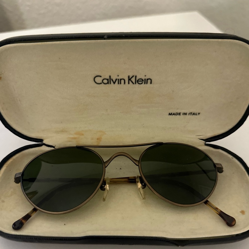 Vintage Calvin Klein Aviator sunglasses 306s 500 Tortoise and Bronze Metal